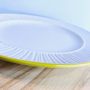 70s Mikasa Plate Finlandia Ceramic Chop Plate White Yellow Terra Stone Japan MCM Stoneware Mid Century Modern Serving Rare Plate Japan