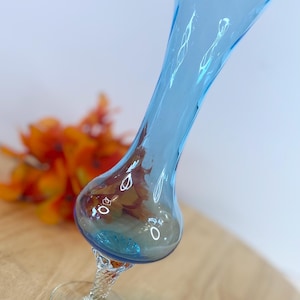 Vintage Handblown Glass Irridescent Blue White Oil Lamp Vase Art Glass Diffuser, Art Glass Carnival Glass, MCM Decor, Glass Collector Gift