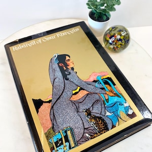 Livre de poésie illustré vintage 1974 The Rubaiyat of Omar Khayyam Fine Art impression couleur livre rare collectionneur amour poème Edward Fitzgerald Hard