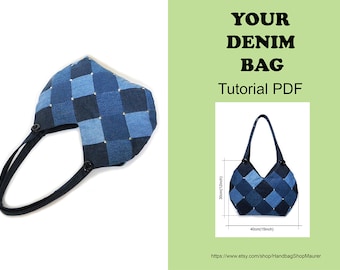 Shoulder blue denim bag PDF tutorial
