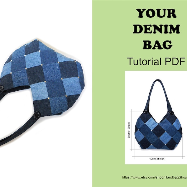 Shoulder blue denim bag PDF tutorial