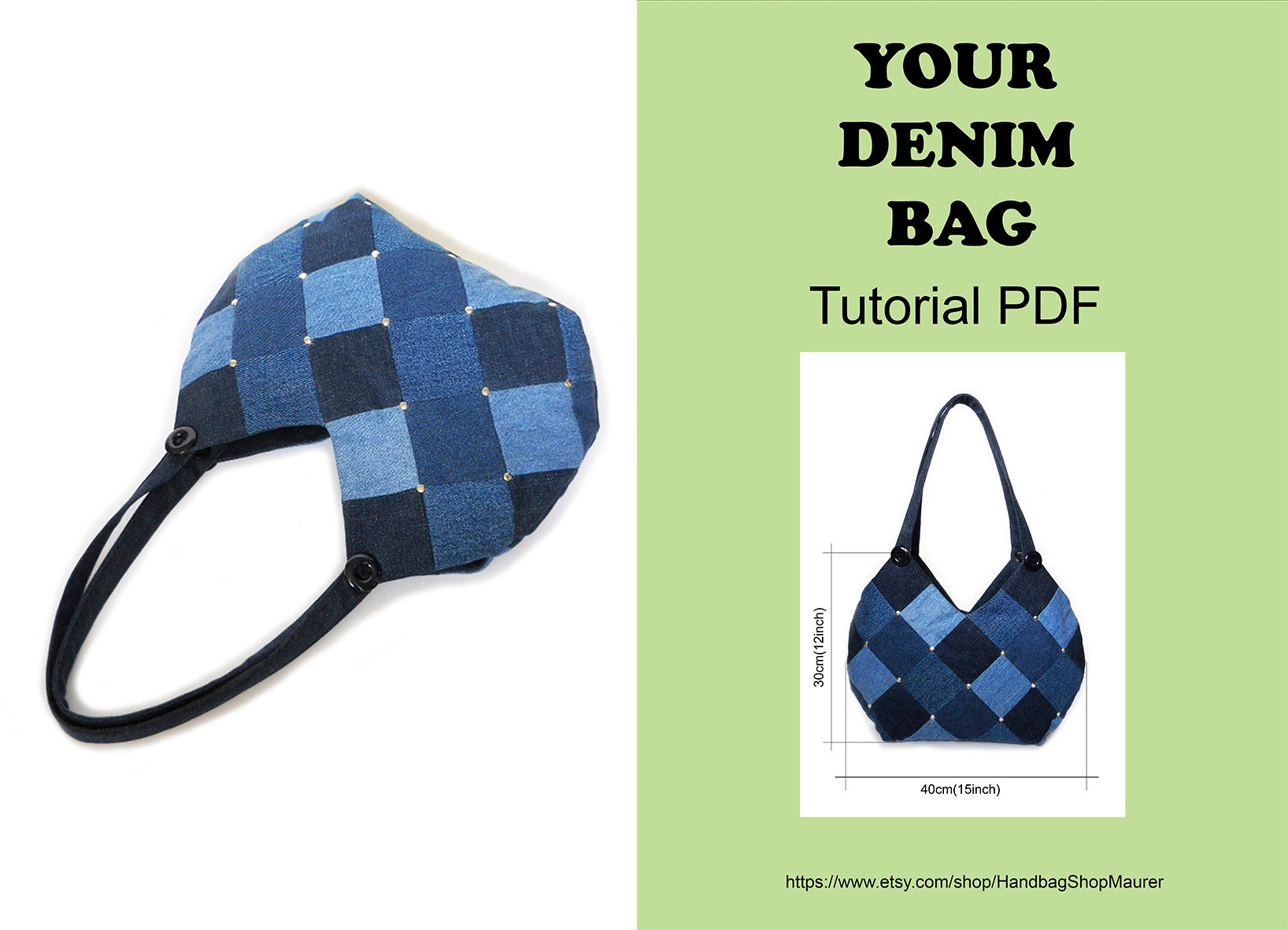 Niche Denim Argyle Pattern Shoulder Bag Trendy Baguette Bag