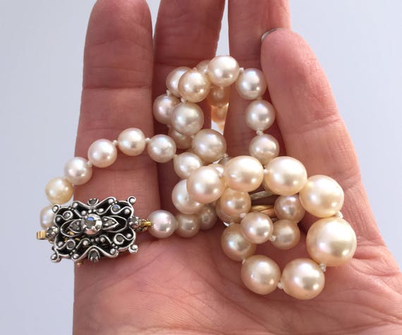 Early 20th century single row cultured pearl coll… - image 3