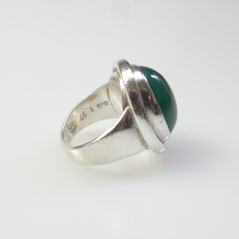 Georg Jensen Oval Green Chrysoprase and Sterling Silver Ring - Etsy