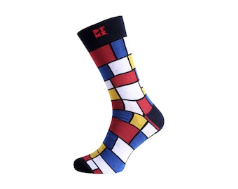 Chaussettes Mondrian Chaussettes fantaisie Chaussettes artistiques Chaussettes pour hommes Chaussettes pour femmes Chaussettes de mariage Chaussettes de Noël Chaussettes originales Chaussettes de fête