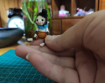 Micro Crochet Monkey Dollhouse Miniature: Amigurumi Pocket Pet BJD Dollhouse Decoration