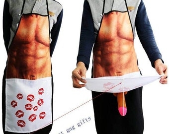 Sexy Muscle Man  Prank Gag Dirty pxx Apron Novelty Cooking Bachelorette Party