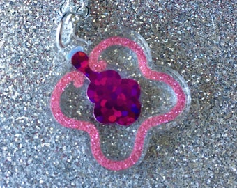 Pink Flower Fairy Dust Pendant Necklace
