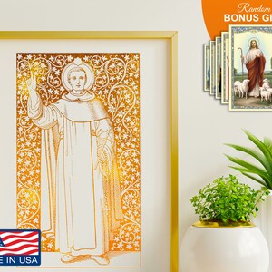 Saint Dominic Guzman - 8x10 in Handmade Gold Foil Art Print, Religious Christian Catholic Home Wall Decor, Perfect Christmas Gift Prints