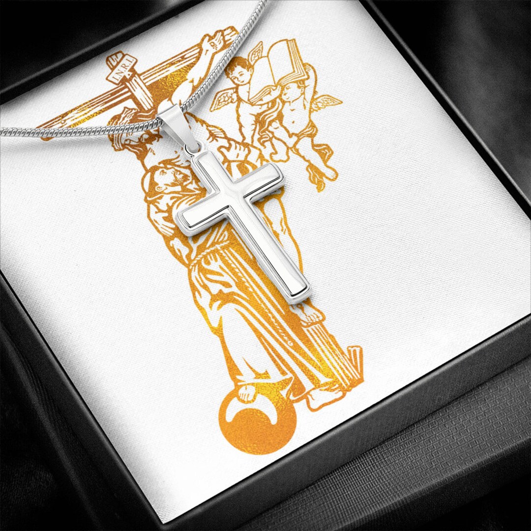 Stainless Steel Cross Necklace With St Francis of Assisi Artwork Card ...