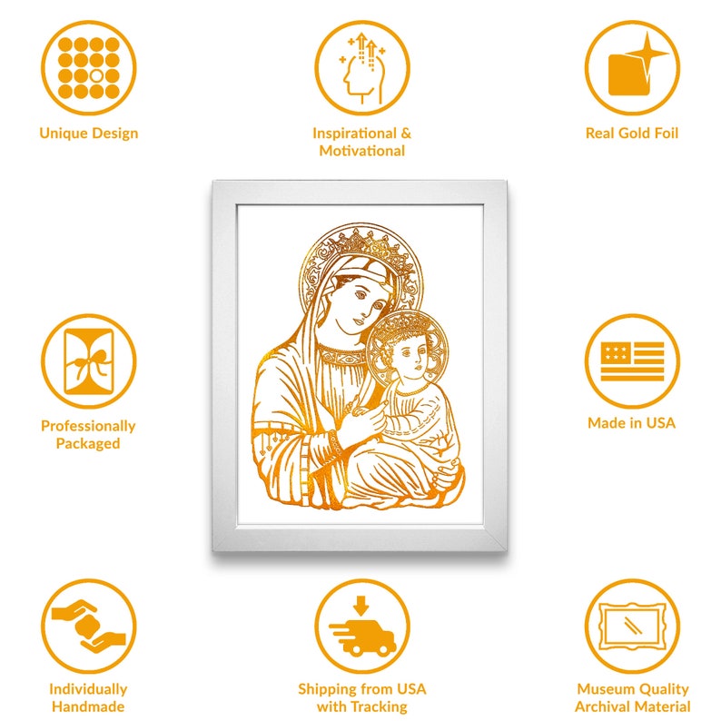 Our Lady of Perpetual Help 8x10 in Real Handmade Gold Foil Art Print ...