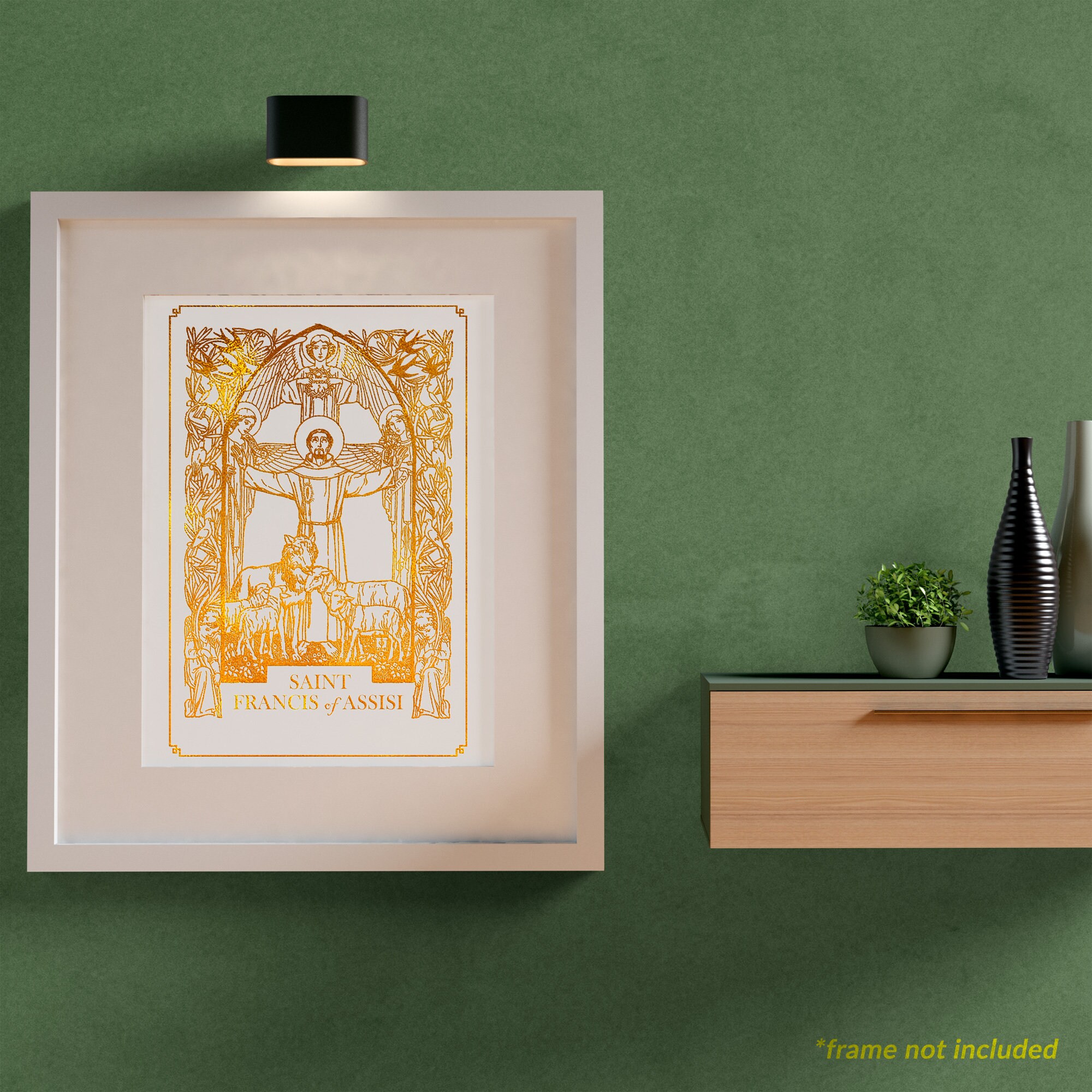 St Francis of Assisi 8x10 in Handmade Gold Foil Artwork, Patron Saint ...