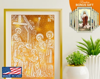 Holy Family Nativity 8x10 in Prints - Jesus Mary Saint Joseph Home Decor Wall Art Artwork, Catholic Christian Religious Inspirational Print