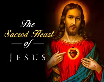 Sacred Heart Of Jesus - Premium Canvas Print, Inspirational Religious Wall Art Decor, Catholic Christian Artwork Prints Perfect Gift for All