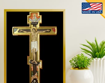 Cruz de San Damián - Jesucristo Crucificado - Obras de arte en lienzo, decoración de pared cristiana católica, devocional e inspiradora, impresiones de regalo para todos