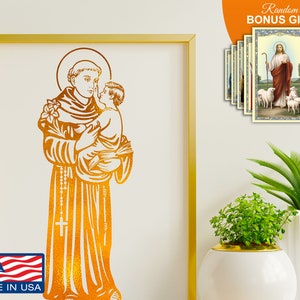 Sint-Antonius van Padua, 8 x 10 in handgemaakte goudfolie Wall Art Decor Print, Great Saint Amazing motiverende katholieke christelijke kunstwerk wordt afgedrukt