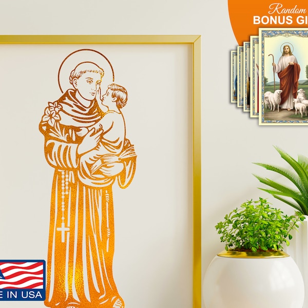 Saint Anthony of Padua, 8x10in Handmade Gold Foil Wall Art Decor Print, Great Saint Amazing Motivational Catholic Christian Artwork Prints