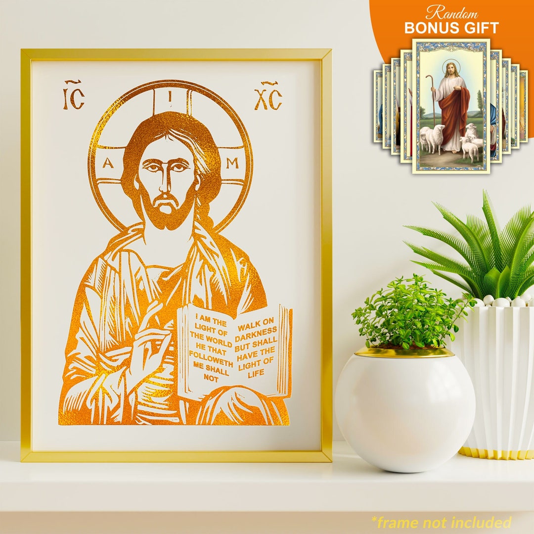 Jesus Christ the Teacher Icon 8x10 in Handmade Gold Foil Art Prints