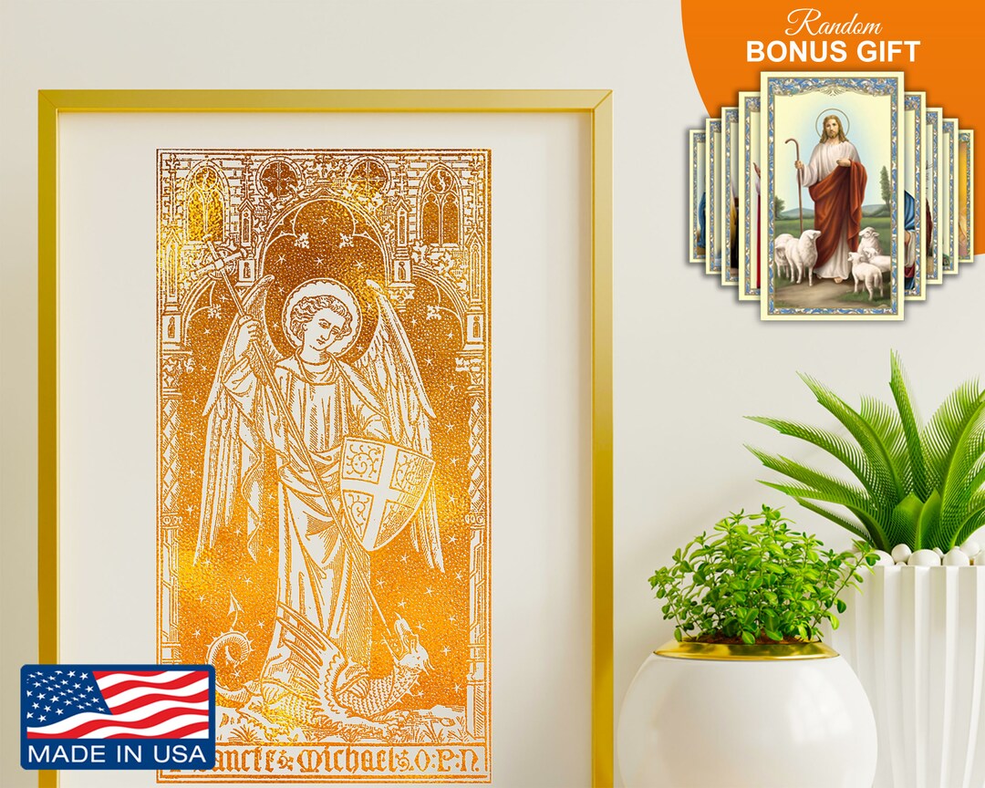 Saint Michael the Archangel -real Gold Foil 8x10 in Print, Great ...