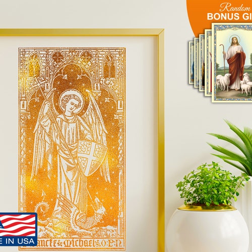 Saint Michael the Archangel Wall Art Catholic Illustration - Etsy