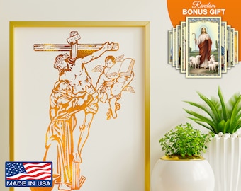 Der heilige Franz von Assisi - 20,3 x 25,4 cm, handgefertigtes Goldfolien-Kunstwerk, Schutzpatron der Tiere, Kunstdekor-Druck, katholisches Einweihungsgeschenk für Ihn Sie