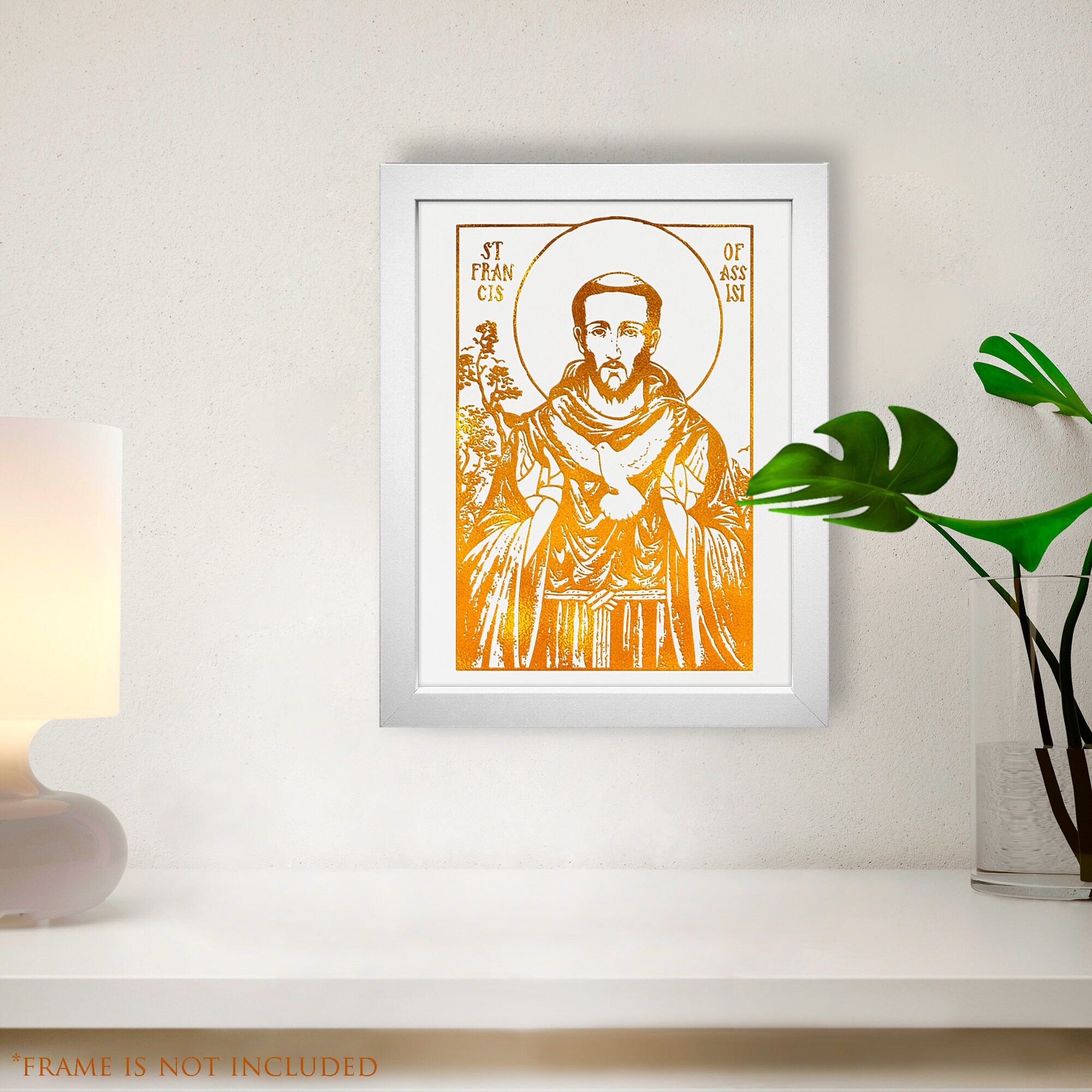 St Francis of Assisi 8x10 in Handmade Gold Foil Artwork, Patron Saint ...