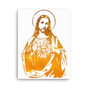 Heilig Hart van Jezus, Goddelijke Barmhartigheid - Kleur Canvas Artwork Wall Art Decor Print, Katholieke Christelijke Prints, Housewarming Verjaardagscadeau