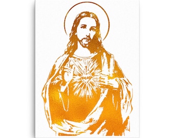 Sagrado Corazón De Jesús, Divina Misericordia - Color Canvas Artwork Wall Art Decor Print, Catholic Christian Prints, Housewarming Birthday Gift