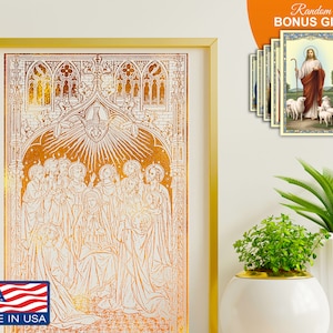Pentecost Come O Holy Spirit - Handmade Gold Foil 8x10in Wall Art Prints -  Catholic Christian Religious Inspirational Vintage Artwork Print