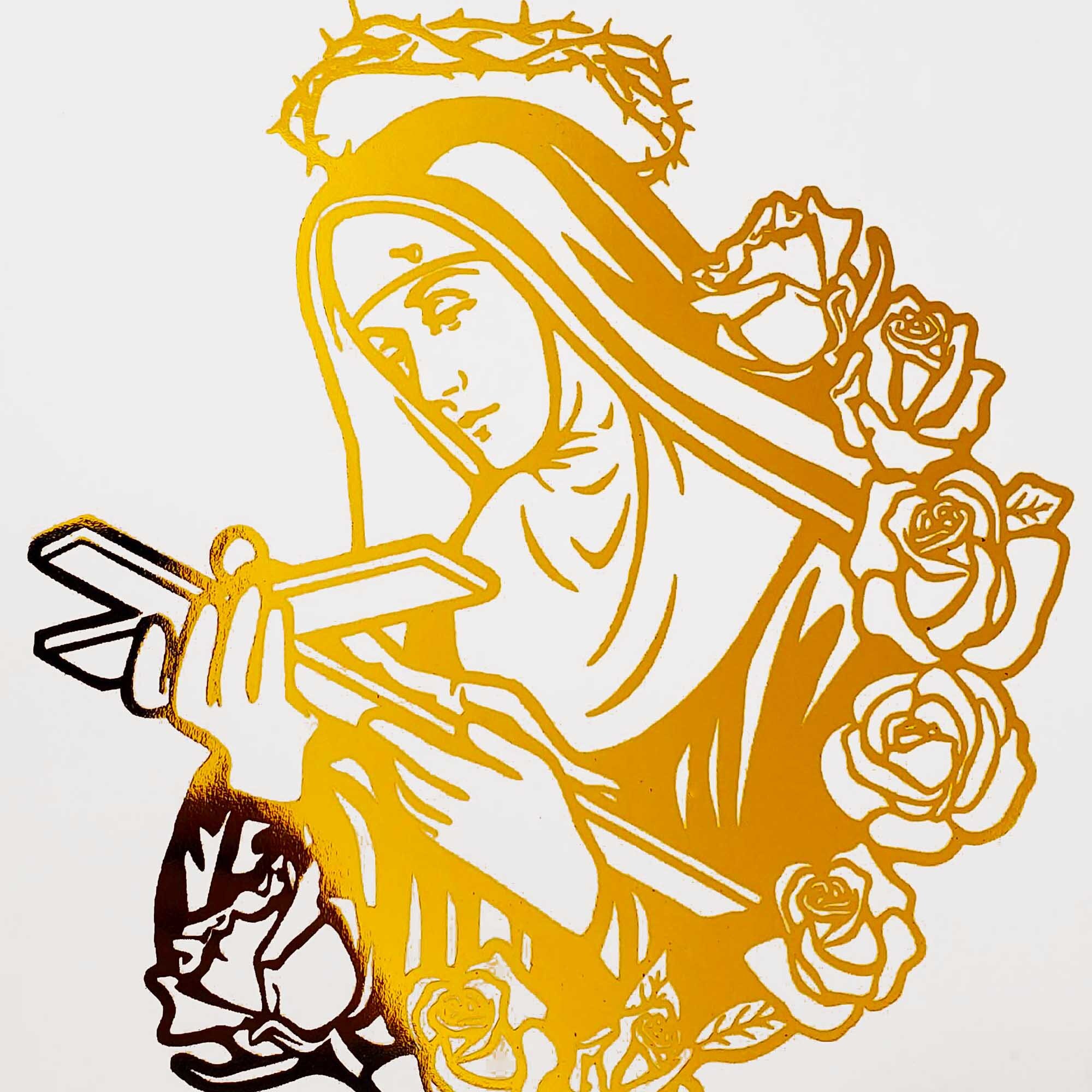 St Rita - 8x10 in Handmade Gold Foil Artwork, Patron Saint of the ...