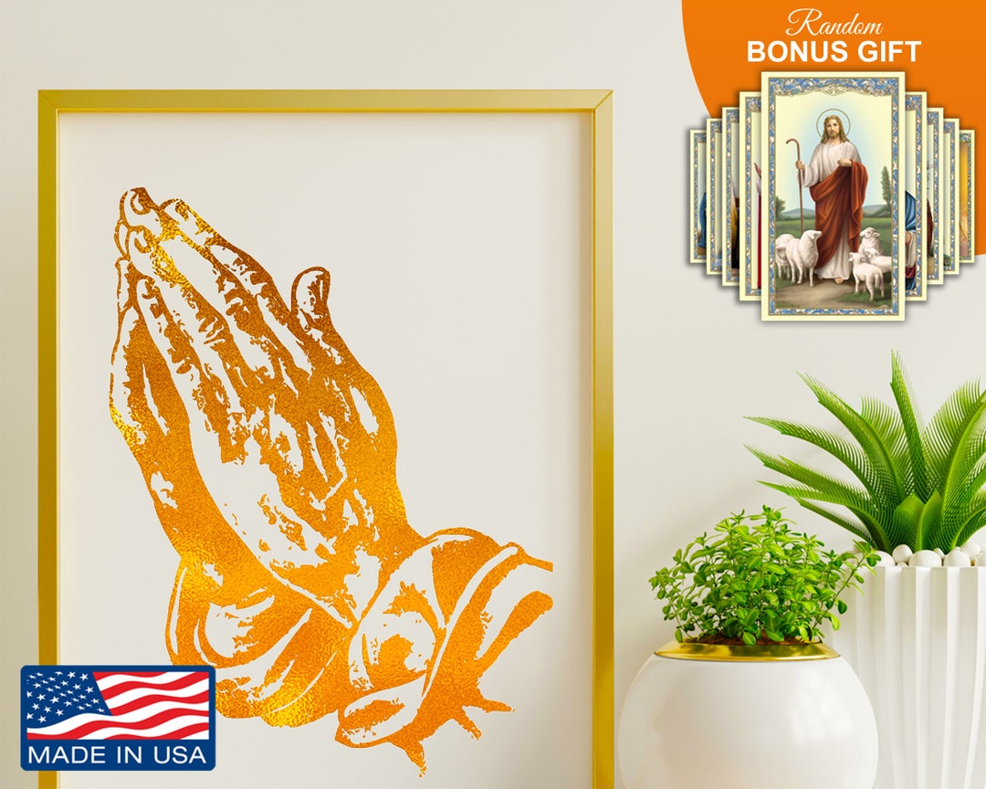 Pray, Hand in Prayer 8x10 in Real Handmade Gold Foil Artwork, Wall Art ...