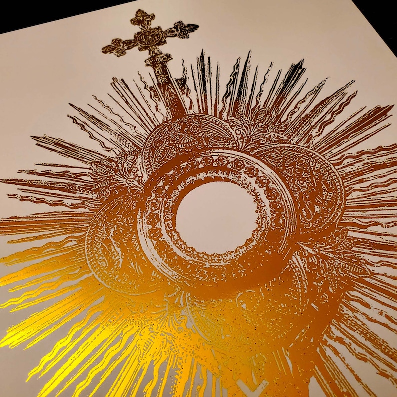 Holy Eucharist - Gold Foil 8x10 in Art Print, Body and Blood of Christ Christian Catholic Home Wall Decor, Perfect Catholic Gift Prints