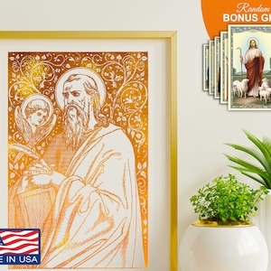 St Matthew Apostle Gospel Author 8x10 in Gold Foil Print, Inspirational Catholic Wall Art Home Decor, Perfect Housewarming Artwork Gift
