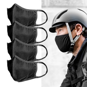 Soft Fabric Protective Washable & Reusable Black Facemask Unisex, for men women adult, 100% cotton fabric mask (sets of 4, 6, 8 or 10)