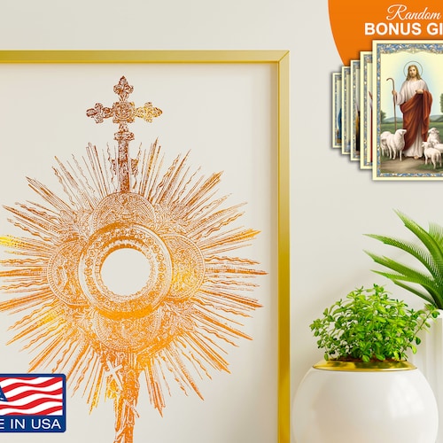 Eucharistie - impression d'art en feuille d'or 8 x 10, corps et sang du Christ, décoration murale catholique chrétienne, cadeau catholique parfait
