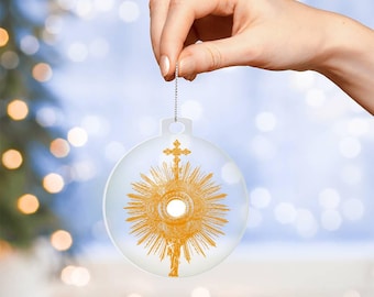 Holy Eucharist Blessed Sacrament Art Mini Monstrance Ornament - Christmas Presents to the Family Ornament - Decor for Mom Dad Kid Friends