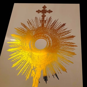 Holy Eucharist Gold Foil 8x10 in Art Print, Body and Blood of Christ Christian Catholic Home Wall Decor, Perfect Catholic Gift Prints image 3