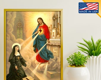 St Margaret Mary Alacoque - Canvas Print - USA made, Sacred Heart of Jesus Revelation - Inspirational Motivational Catholic Wall Art Print