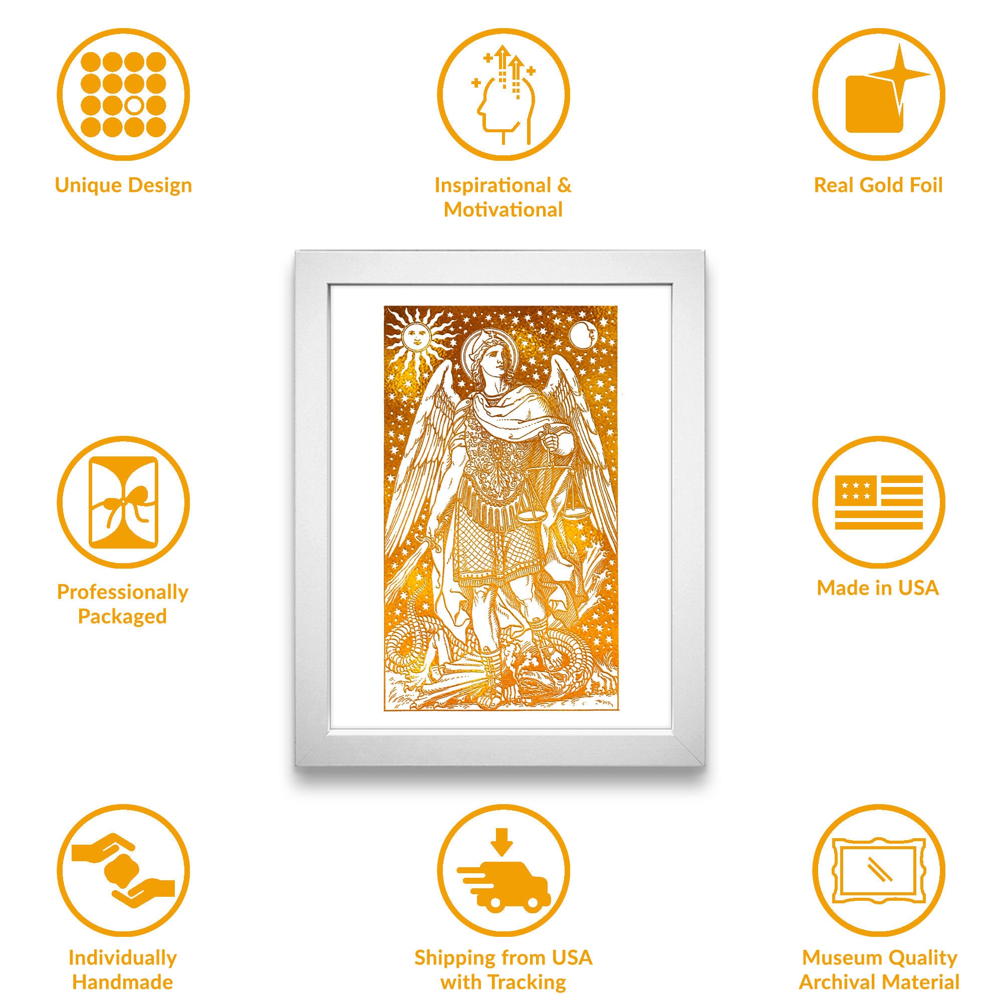 Saint Michael the Archangel - 8x10 in Gold Foil Print, Great ...