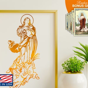 Assunzione di Maria, Maria Madre di Dio, Regina del Cielo, stampa artistica da parete in lamina d'oro fatta a mano da 8x10 pollici, stampe di opere d'arte religiose cattoliche