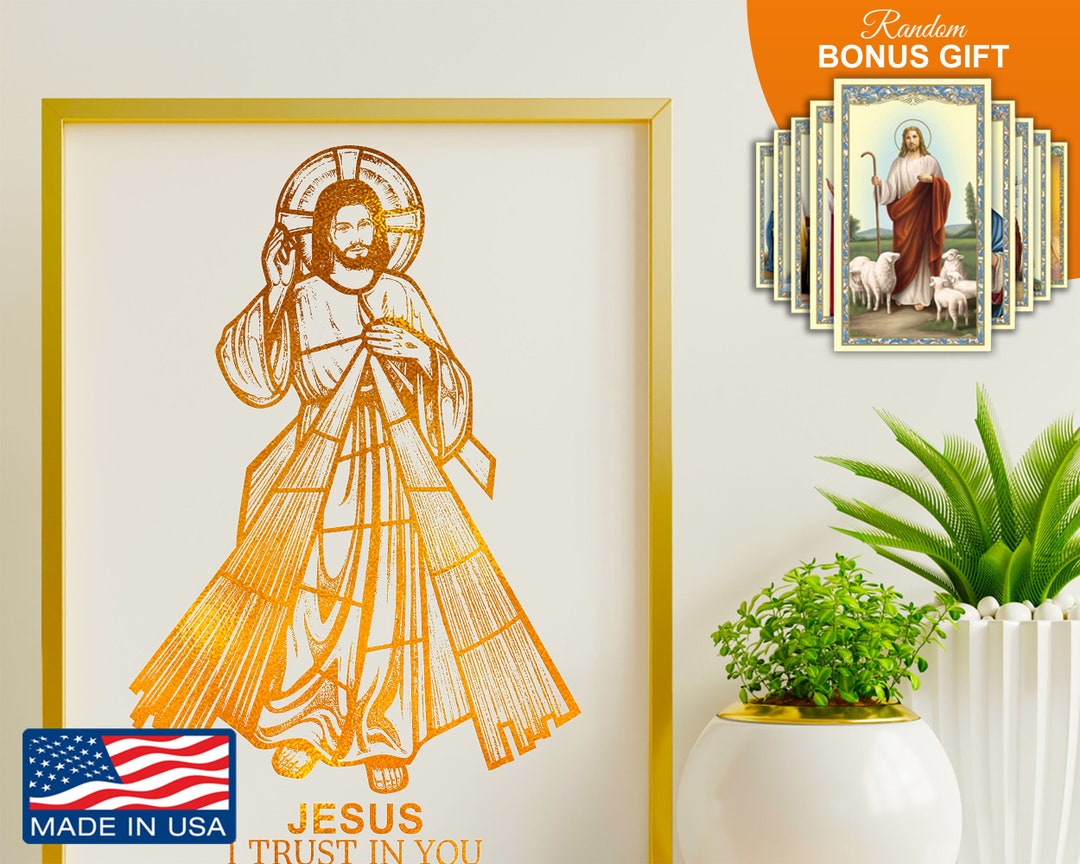 Jesus Christ Divine Mercy Image 8x10 in Handmade Gold Foil Artwork ...