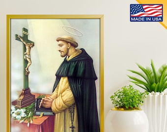 Santo Domingo Guzmán - Impresión de arte en lienzo, Devoción del rosario Sagrado Religioso Cristiano Católico Decoración de la pared del hogar, Impresiones de regalo de Navidad perfectas
