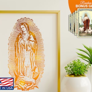 Our Lady of Guadalupe Artwork - Real Gold Foil 8x10 Print, Immaculate Mary Catholic Prints Gift, Inspirational Motivational Wall Art Decor