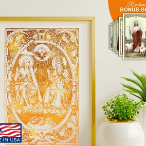 Holy Trinity - 8x10 in Home Decor Wall Art Prints - Father Son Holy Spirit Artwork Catholic Christian Religious Inspirational Vintage Print