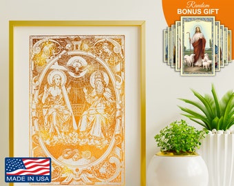 Holy Trinity - 8x10 in Home Decor Wall Art Prints - Father Son Holy Spirit Artwork Catholic Christian Religious Inspirational Vintage Print