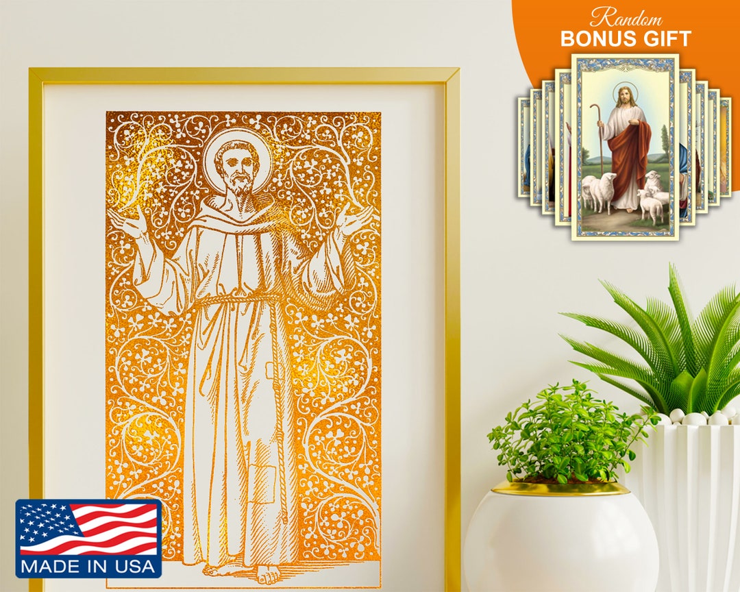St Francis of Assisi - 8x10 in Handmade Gold Foil Artwork, Patron Saint ...