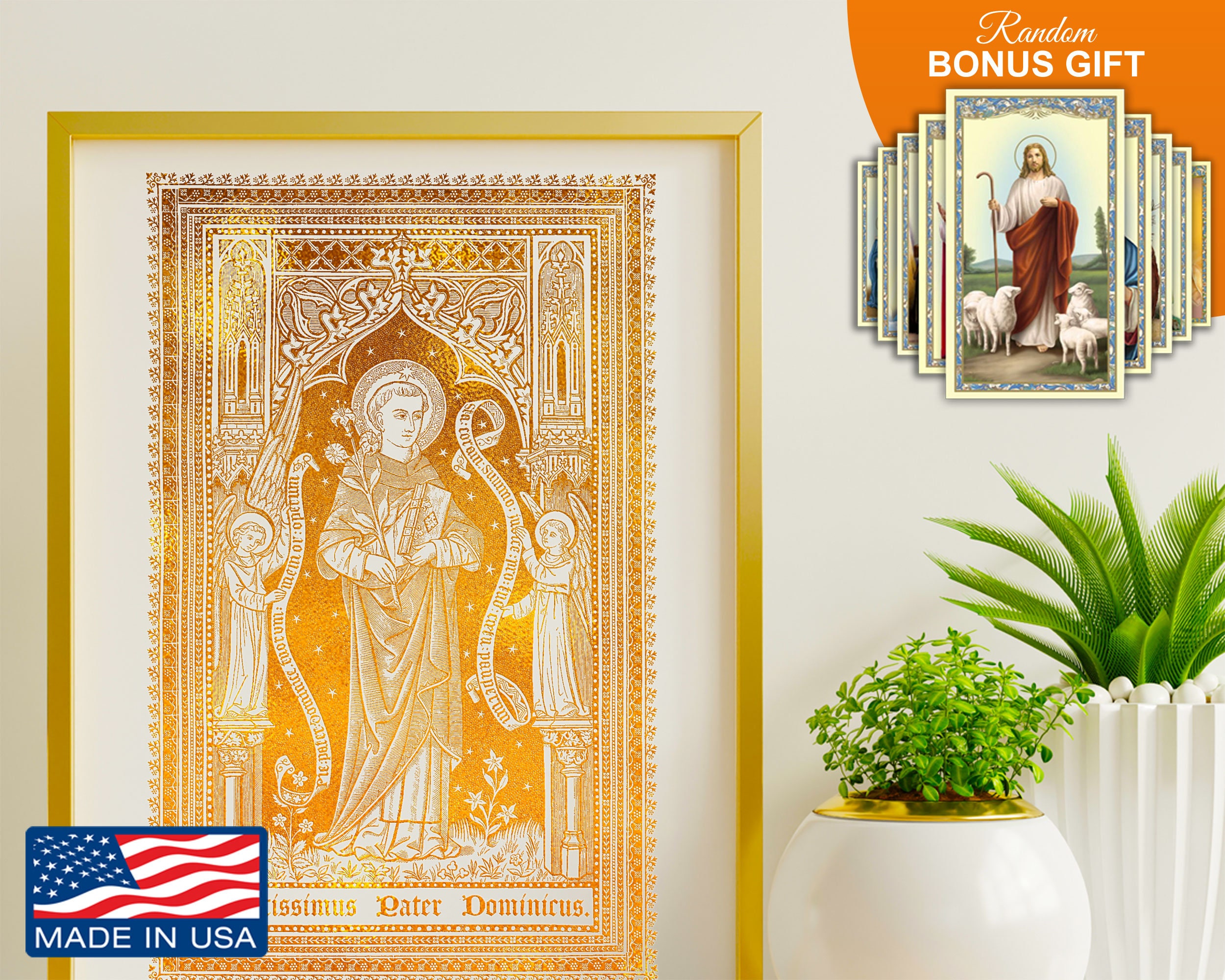 Saint Dominic Guzman - Gold Foil 8x10 in Art Print, Sacred Religious ...