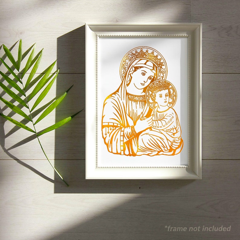 Our Lady of Perpetual Help 8x10 in Real Handmade Gold Foil Art Print ...