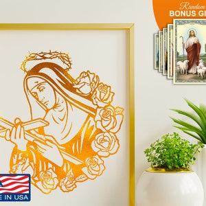 St Rita - 8x10 in Handmade Gold Foil Artwork, Patron Saint of the Impossible Wall Art Decor Print, Catholic Housewarming Gift for Him Her
