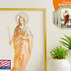 Holy Mary with Sceptre Home Decor Wall Art - Virgin Mary Queen of Heaven Artwork Catholic Christian Religious Inspirational Vintage Prints